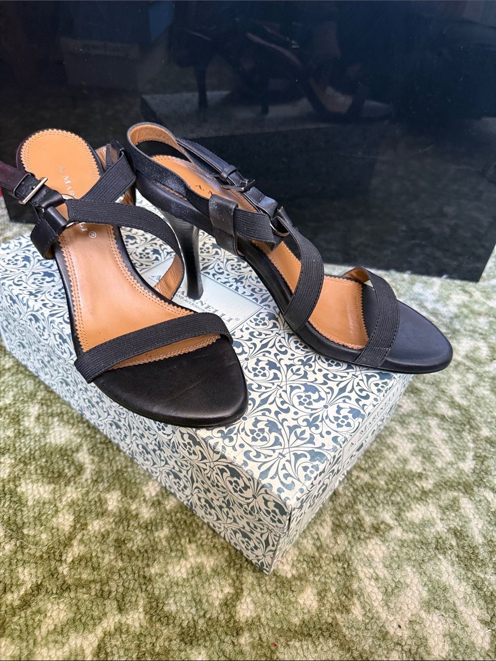 A. Marinelli Black Strappy High Heel Sandals